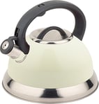 Buckingham Premium Stovetop Whistling Kettle Matt Cream Classic Design Durable Stainless Steel and Induction Compatible 3 Litre