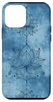 Coque pour iPhone 12 mini Bleu Vintage Géométrique Zen Fleur de Lotus Spirituelle Nouveauté