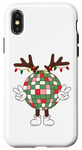 iPhone X/XS Christmas disco ball with antlers, peace sign, reindeer Case