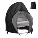 Egg Chair Cover Waterproof, Patio Hanging Egg Chair Cover, Outdoor Single Seat Swing Egg Chair Cover with Zipper, 210D Heavy Duty Veranda Garden Large Cover for Egg Chair on stand 230 * 200cm, Black