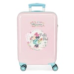 Disney Minnie Florals Valise de cabine rose 38 x 55 x 20 cm Rigide ABS Fermeture à combinaison latérale 34 l 2 kg 4 roues doubles Équipement à main