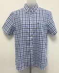 NEW! Joules S pit to pit 21" blue gingham Wilson 100% cotton short sleeved shirt