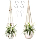 Shining House - Lot De 2 Cintres pour Plantes, Panier De Jardinière Suspendu en Macramé D'intérieur avec Perles en Bois, Cintre Décoratif en Macramé