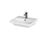 CERSANIT Lavabo carré | L x P : 50,5 x 40 cm | Lavabo carré | Lavabo de salle de bain | Lavabo à main | Lavabo en céramique | Trou de robinet central et trop-plein | Blanc