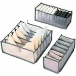 Linghhang - Boîtes de rangement pour sous-vêtements(gris), boîte de rangement pliable pour chaussettes, organisateur de tiroir, ensemble de 3 pour