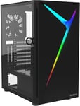 Boîtier PC ATX Gaming Mid Tower, Panneau latéral en Verre trempé sans Outils, pré-installé, 1 Ventilateur ARGB de 120 mm, Panneau Avant, Bande Lumineuse ARGB, Noir