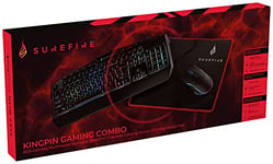 Surefire Pack Combo Kingpin Gaming - Pack 3en1 - Clavier Gaming Anglais QWERTY - 25 Touches Anti-ghosting - Souris Gaming 3200 DPI - Tapis de Souris Gaming 320mmx260mmx3mm I Powered by Verbatim