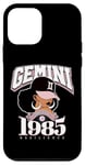 Coque pour iPhone 12 mini Gemini 1985 Perle Anniversaire Afro Zodiaque Reine