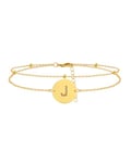 Mesovor Bracelets en Or avec Initiales pour Femmes et Filles, Bracelets en Couches Plaqués Or 18 Carats, Breloques Réglables, Disque de Lettres, Bijoux Cadeaux (Initiales-J)