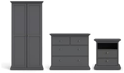 Tvilum Paris 3 Piece 2 Door Wardrobe Set - Grey