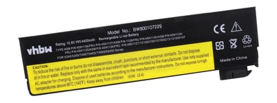 vhbw batterie compatible avec Lenovo ThinkPad T450(20BV0033CD), T450(20BVA00TCD), T450(20BVA013CD) laptop (4400mAh, 11,1V, Li-Ion, noir)