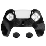 eXtremeRate PlayVital Guardian Edition Ergonomic Soft Anti-Slip Controller Silicone Case Cover for ps5, Rubber Protector Skins with Joystick Caps for ps5 Controller - Dark Gray Black