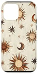 Coque pour iPhone 12 mini Verre tropical moderne marron céleste lune et étoiles soleil