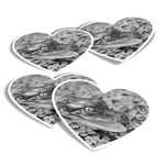 4x Heart Stickers - BW - Baby Alligator Swamp Wild #38268