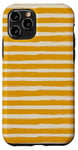 Coque pour iPhone 11 Pro Jaune moutarde Beige rayé Girly Esthétique Preppy Stripes