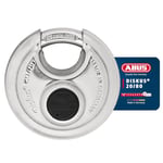 ABUS discus padlock 20/80 - weatherproof for the garden - with discus welding technology for the best protection against break-ins - ABUS security level 9 - silver