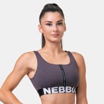 Nebbia Smart Zip Front Sports Bra Marron