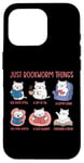 Coque pour iPhone 16 Pro Just Bookworm Things Adorable chat pour amoureux de la lecture