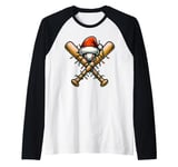 Baseball Bat Ball Player Team Christmas Hat Xmas Raglan Baseball Tee