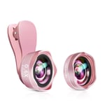 Evershop HD Phone Lens, 2 in 1 Universal Clip on Phone Camera Lens Handy Lens Kit 0.6X Wide Angle and 15X Macro for iOS Android Smartphone iPhone Huawei Samsung etc.(Pink)