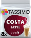 Tassimo Costa Latte Coffee Pods, Pack of 8