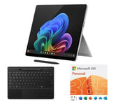 Microsoft 13" Surface Pro, Copilot+ PC (Snapdragon X Plus, 256 GB SSD, Platinum), Typecover, Slim Pen 2 & 365 Personal (12 months, automatic renewal for 1 user) Bundle, Silver/Grey