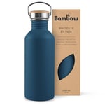 Bambaw Gourde 1l Inox, Gourde 1 Litre Bleue, Gourde Sport Non-Isotherme, Gourde Inox 1l, Bouteille d’Eau sans BPA, Gourde Metal, Gourde Randonnée – Bleu Saphir