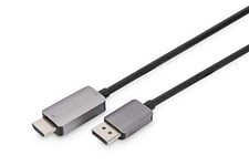 DIGITUS Câble adaptateur Displayport vers HDMI - HDMI 2.1 - Displayport 1.4 - UHD-II 8K/60hz - 4k/144Hz - Plug&Play - 1,8m - Compatible avec moniteur, carte graphique de jeu - noir