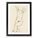 Big Box Art Study of A Naked Woman Vol.2 by Egon Schiele Framed Wall Art Picture Print Ready to Hang, Black A2 (62 x 45 cm)