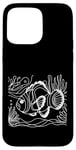 Coque pour iPhone 15 Pro Max Line Art Poisson & Ichtyologiste Faux Percula Poisson Clown