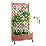 VEVOR Jardinière avec Treillis, 75x33x156 cm Lit de Jardin Surélevée en Bois Autoportant Bac à Fleur d'Extérieur avec Trous de Drainage pour Plantes Grimpantes, Fleurs, dans Jardin, Terrasse, Balcon