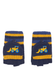 JoJo Maman Bébé Kids' Digger Embroidered Gloves, Navy/Yellow