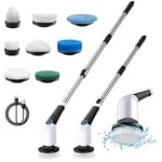 Leebein Electric Spin Scrubber, Cordless Cleaning Brush with 8 Replaceable Brush Heads & Adjustable Extension Handle & 3 Rotating Speeds, Power Cleaning Brush for Bathroom/Tub/Floor/Car (ANS-8051)