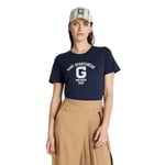 GANT Women's REG Logo SS T-Shirt, Evening Blue, XS