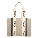 Chloé Womens Medium Woody Tote Bag Black Linen - One Size