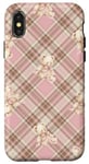 Coque pour iPhone X/XS Adorable ours en peluche Coquette Rose Plaid doux Fille Vintage