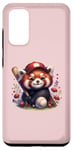 Coque pour Galaxy S20 Joli baseball jouant un panda rouge sur un rose