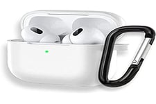 Coque pour Airpods Pro avec Crochet Porte-clés PHONIX - Coque de Protection Compatible avec Airpods Pro - Porte-Casque en Silicone (Blanc) [Casque Non Inclus]