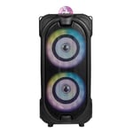 AKAI A58207 Vibes Portable Dual 4” Party Speakers with Bluetooth Connectivity, Ring Light Design, Black