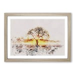 Big Box Art Sunlight Through The Oak Tree Watercolour Framed Wall Art Picture Print Ready to Hang, A2 (62 x 45 cm)