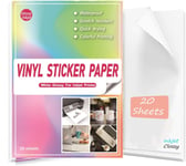 Papier Autocollant En Vinyle Imprimable Et Imperméable Pour Imprimante À Jet D'Encre - 20 Feuilles A4 Brillantes Pour Autocollants Blancs Pour Cricut - Garde L'Encre Agréable Et Sèche Rapidement