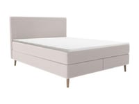 Ensemble complet boxspring tête de lit + sommier + matelas + surmatelas - 180 x 200 cm - Velours côtelé - Beige - NARA de YSMÉE