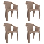 RESOL Cool Set 4 chaises de Jardin avec accoudoirs, empilable | Fauteuil Design Moderne, léger et Durable, Filtre Solaire UV | pour Patio, Balcon ou terrasse, Salle à Manger extérieure - Sable