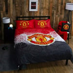 Manchester United FC Crest Double Duvet Cover Set Red Kids Bedroom 2-in-1 Design