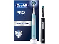 Oral-B | Elektrisk Tannbørste, Duo-Pakke | Pro Series 1 | Lader | For Voksne | Antall Børster Inkludert I Hodet Er 2 Antall Tannpussmoduser 3 | Blå Svart