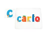 Little Helper LHV-CARLO-COASTERANDPLACEMAT-15IT Dessous de verre et sets de table avec finition brillante, personnalisés pour garçons, nom Carlo, multicolore, 21 x 30 x 2 cm