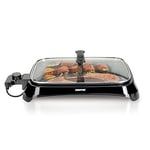 Geepas 1600W Electric Barbecue Grill | 2-in-1 Grill with Hot Plate, Smokeless Indoor BBQ Electric Grill and Griddle Hot Plate with Built In Drip Tray | Adjustable Temperature | 2 Year Warranty