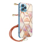 Coque Apple iPhone 13 Pro Max Motif géométrique avec Cordon Amovible rose gold