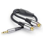 Sonero® Premium Audio Adapter, 0.20 m, 3.5 mm Jack Male to 2x RCA Female, Black