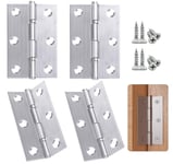 Anstore 4 Charnières de Porte Pliables en Acier Inoxydable Pour Portes, Fenêtres, Armoires avec 24 Vis-75 x 46,8 x 1,2 mm, Vis 5 ×12mm